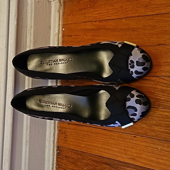 Christian Siriano for Payless black & gray leopard satin platform pumps size 8 - Picture 7 of 16